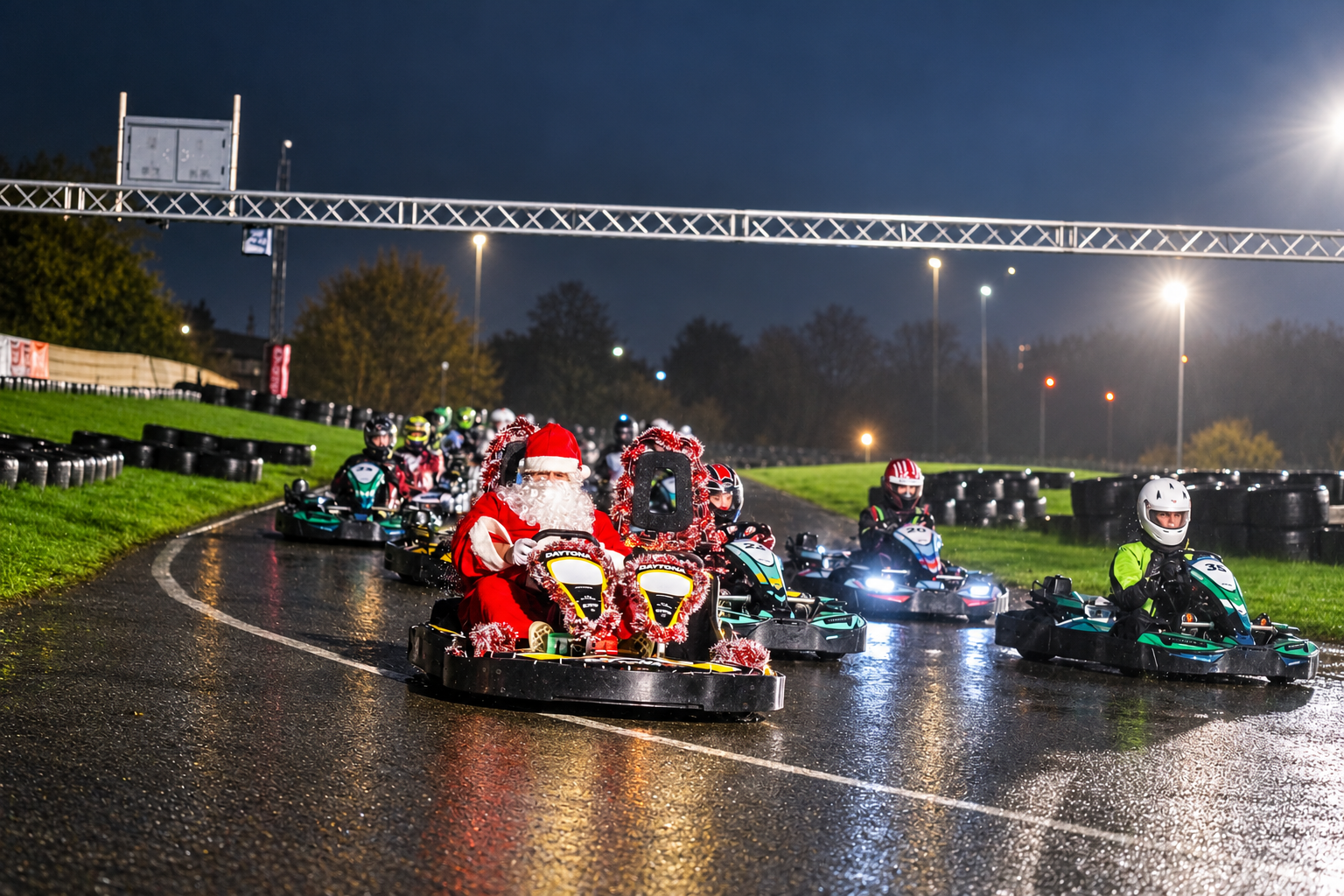 Santa Leads Daytonas Christmas Karting Race