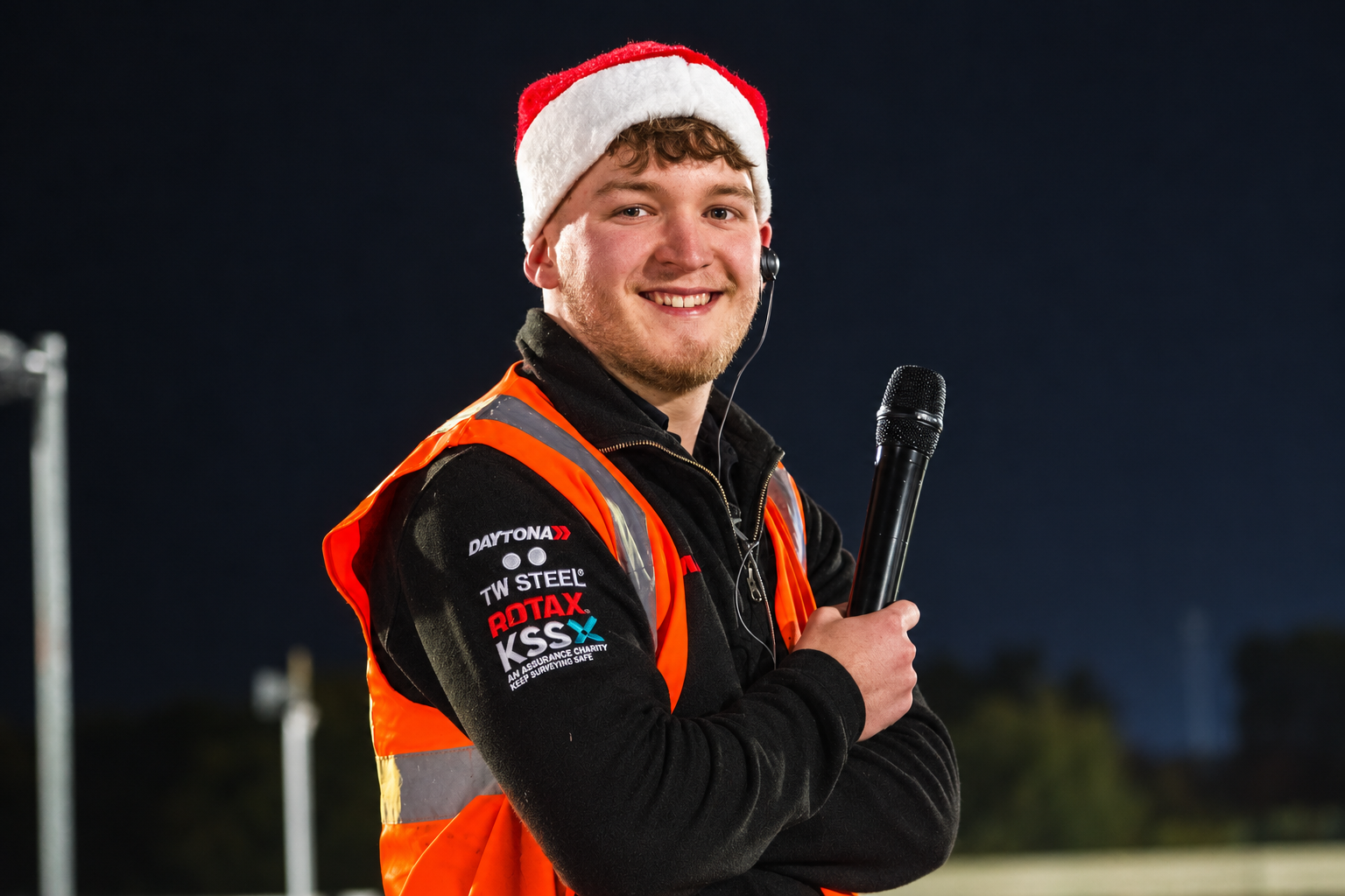 Smiling Santa Hat Marshal with Microphone 4